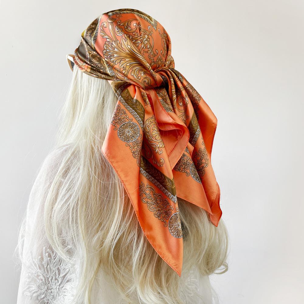 Women's Court-Style Large Scarf: A Fashionable and Versatile Satin Scarf for Wrapping the Head or Wearing As a Wrap