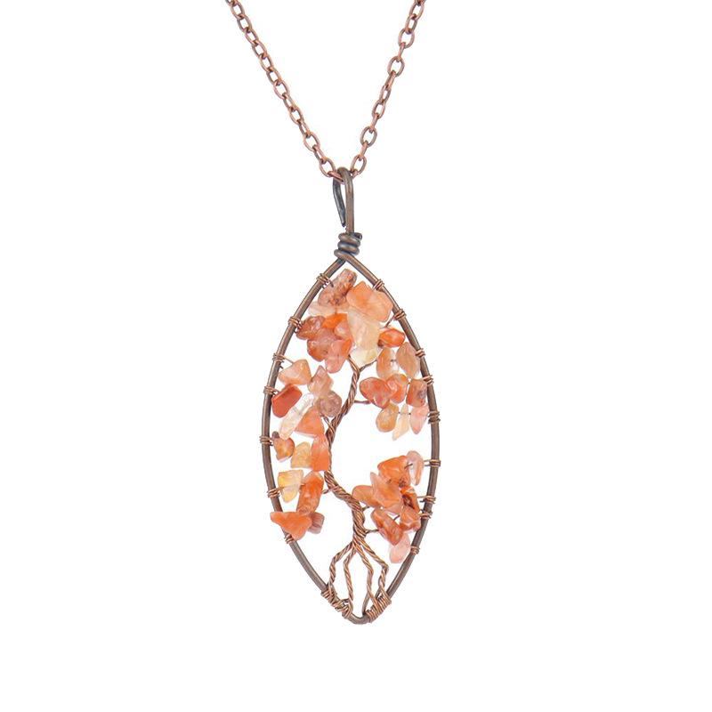 Temu Valence Handcrafted Tree of Life Leaf Necklace N03