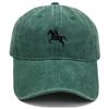 Men'S Washed Cotton Baseball Cap With Ride A Horse Embroidery Dad Hat Sport Golf Cap Sun Hat For Men Uv Blocking Bungee Hat