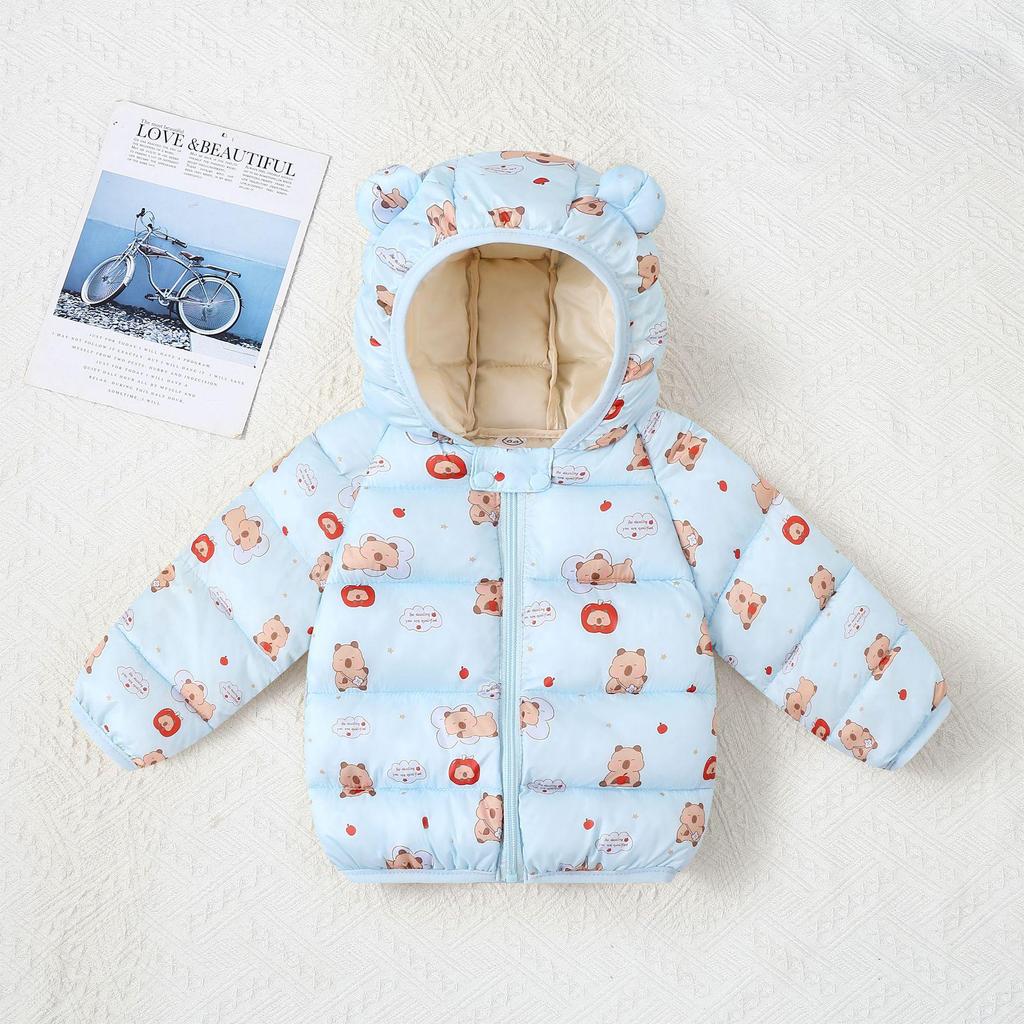 Children's Lightweight Autumn/Winter Cartoon Down Cotton Jacket for Boys and Girls - Small/Medium, Thickened Outerwear.
