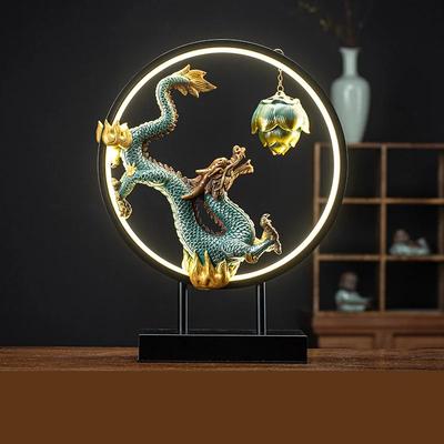 FY Zen Chinese Style Backflow Incense Burner Dragon Home Decor Ornaments with USB LED Circle Incense Waterfall Holder