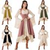Women's Vintage Cosplay Party Costumes Halloween Pirate Captain Clubwear Dresses Renaissance Gothic Long