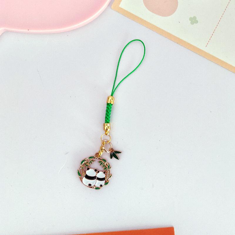Cartoon Panda Bamboo Keychain Pendant - Cute School Bag Accessory and Creative Gift for Students