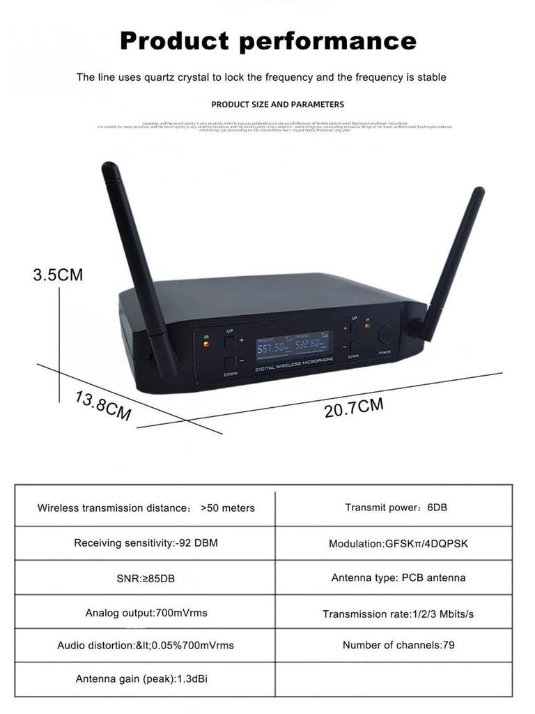 8Recordio GAW-GLXD4 Kabelloses Anti-Feedback Mikrofon Duo für Bühnen-/KTV-Auftritte