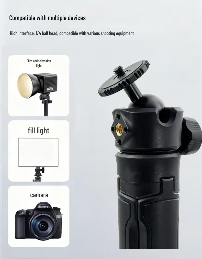 Compact Folding Vlog Selfie Tripod with Telescopic Extension and Handheld/Desktop Options