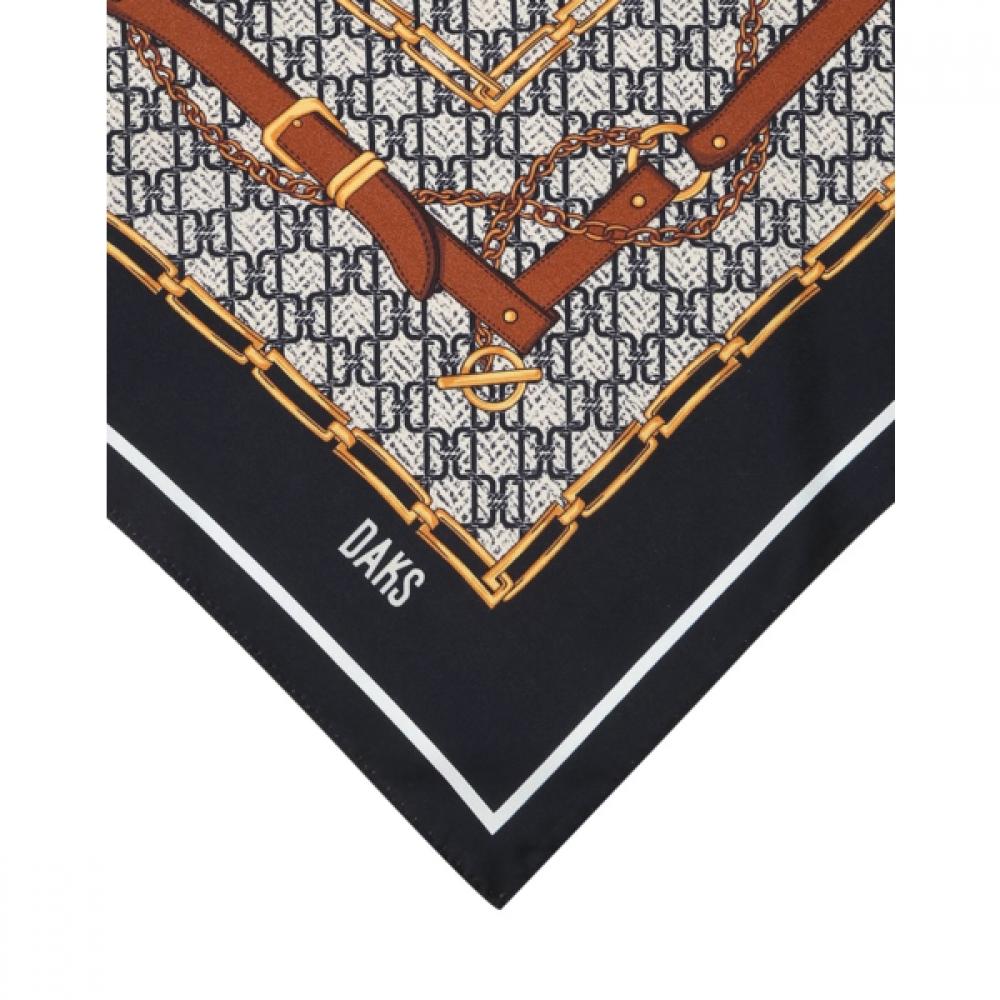Daks Silk Triangle Scarf   Ring Set Navy Dd Logo Dcsc6f390n2
