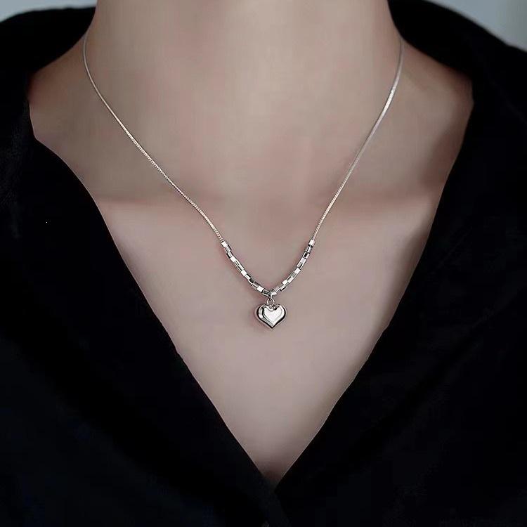 2023 New High-End 925 Sterling Silver Heart Necklace - Luxurious Clavicle Chain Design for Women