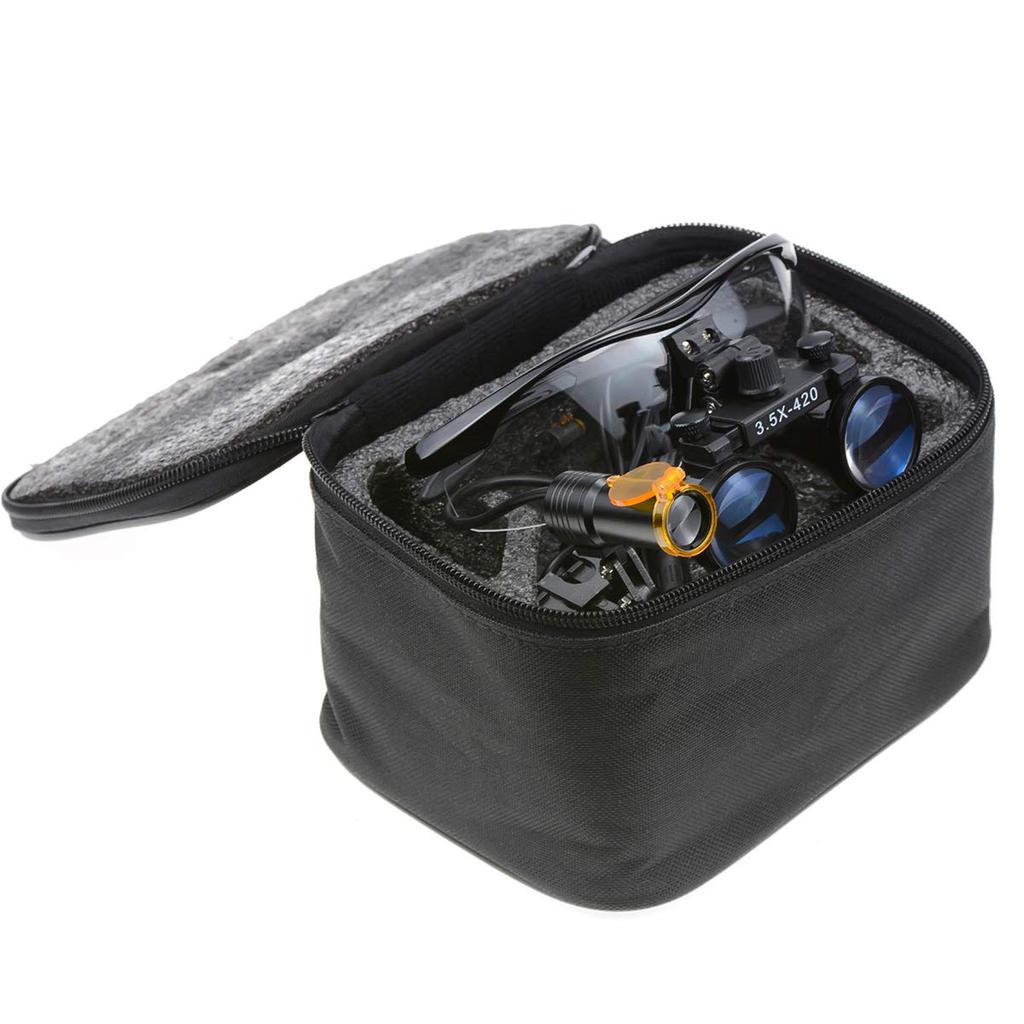 EUSTOMA 3.5x Magnifying Glass, 3.5X Binocular Loupe with 5W Clip-on LED Light, Seat-Mounted LED Lamp, Binoculars with Cloth Bag Storage Case,