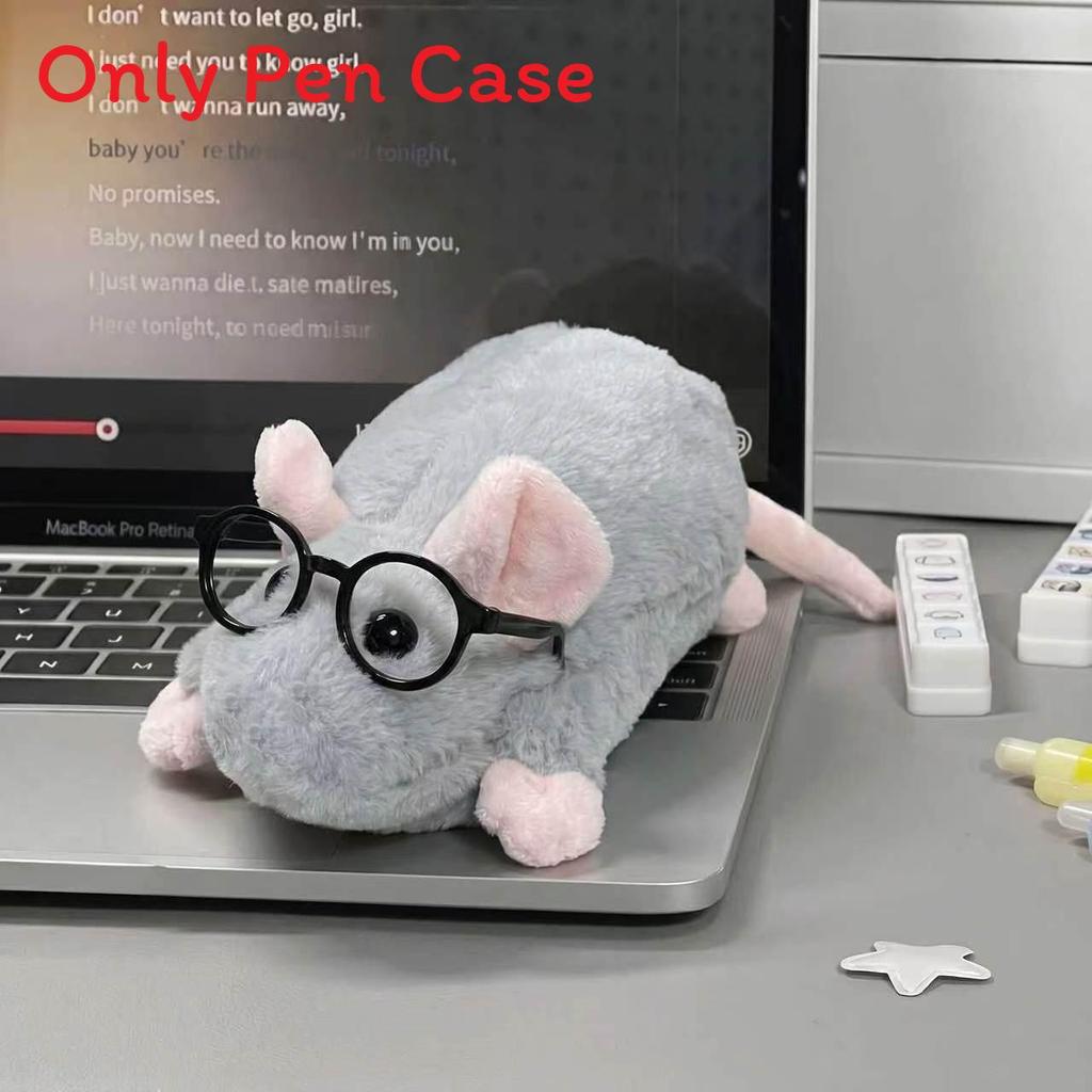 Plush Mouse Pencil Case With Cartoon Design For Students And Kids