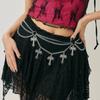 Salircon Vintage Gothic Skull Cross Cross Pendant Hollowout Waist Chain for Women Y2K Multilayer Body Chain Jewelry Accessories