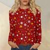 Women's Fashion Casual Christmas Printed Round Neck Long Sleeve Pullover Top