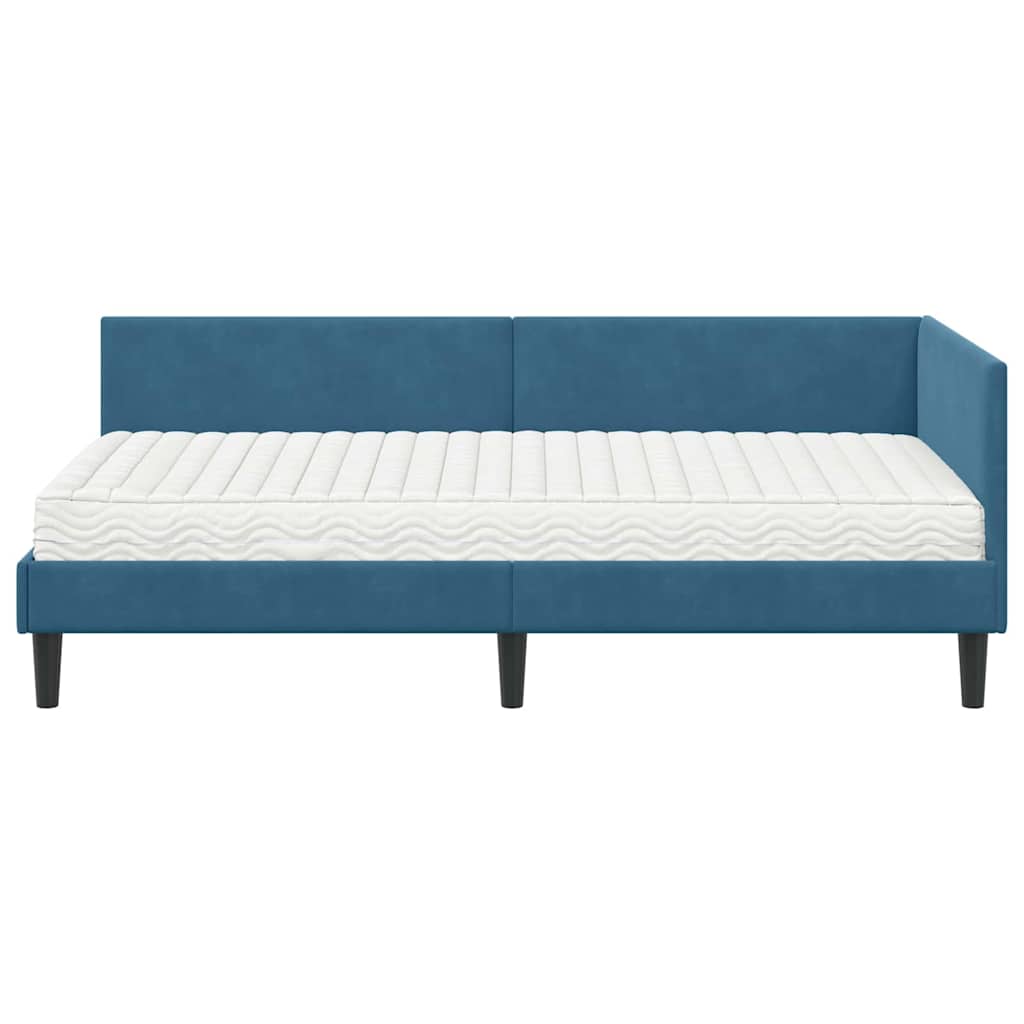 Corner Bed Frame with Mattress Other 2 Pcs Blue Velvet