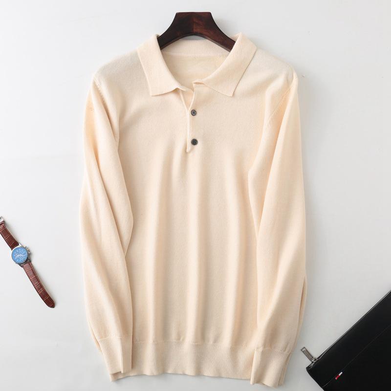 2026 Men's Polo Collar Knit Sweater: Spring/Autumn, Long Sleeve, Loose Fit, Lapel Button Pullover.
