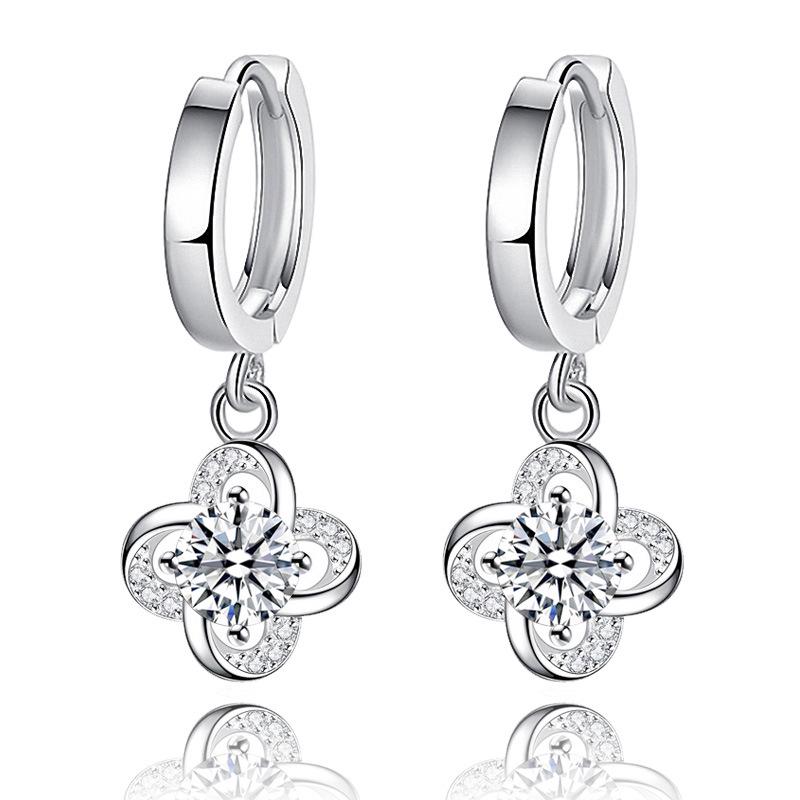 Sweet Korean Style Four-Leaf Clover Earrings for Women and Girls