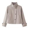 Cappotto Corto da Donna in Misto Lana con Collo Rialzato Inverno 2026 Ufficio Chic Capospalla in Beige Caffè Nero Grigio Avena