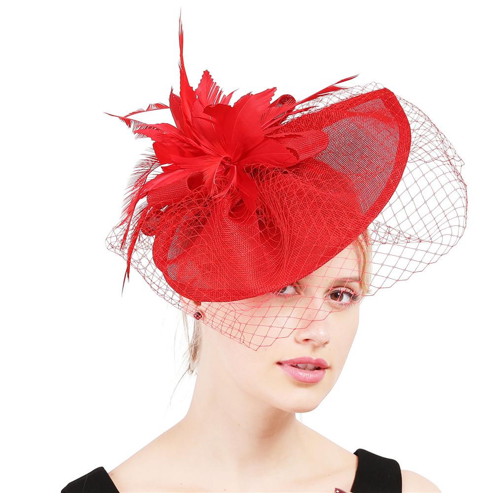 New European And American Style Deep Leather Pink Hair Accessories Mysterious Mesh Cover Headgear Gift Hat