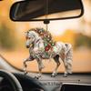 White Horse Christmas Hanging Pendant Acrylic Bag Pendant Charms Car Horse Pendant 2D Flat Christmas Tree Ornament