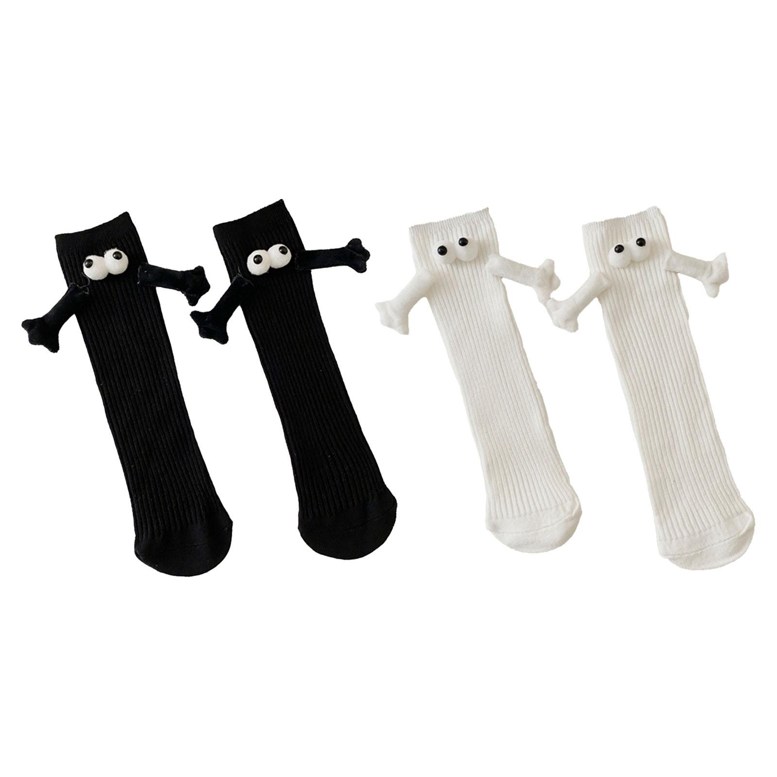 

2 пары детских носков с держащимися за руки, забавные носки средней длины «рука в руке», необычные 3D носки с куклами, милые