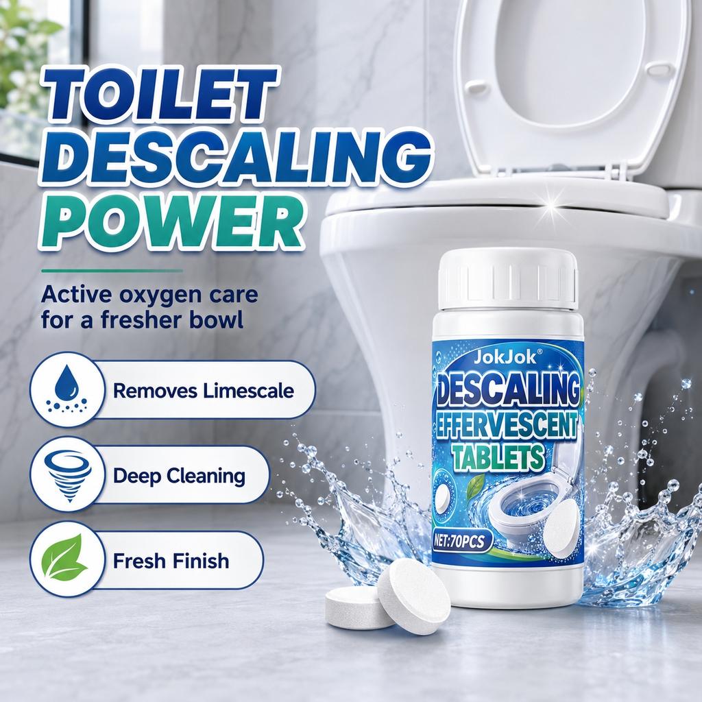 JOKJOK 70pcs Toilet Bowl Cleaner Descaling Deodorizing Urine Odor Stain Remover Tank Decontamination Bathroom Cleaning Tablets