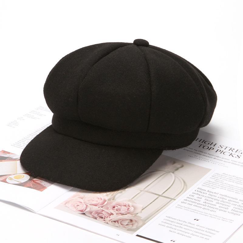 Women's Woolen Octagonal Beret: British Retro Autumn/Winter Style, Trendy All-Match, Japanese Literary Duckbill Cap.