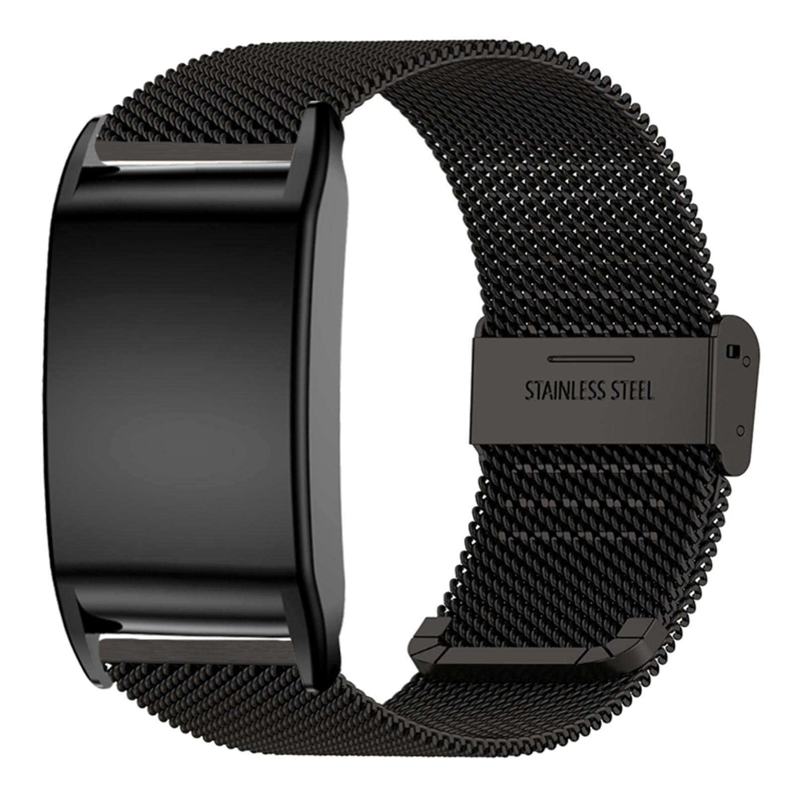 

For WHOOP 4.0 Watch Band with Case Clasp Milanese Mesh Metal Strap Replacement Black+Black