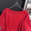 Women's Plus Size Mid-Length Loose Short-Sleeve Slimming T-Shirt (Sizes 200-350 Jin)