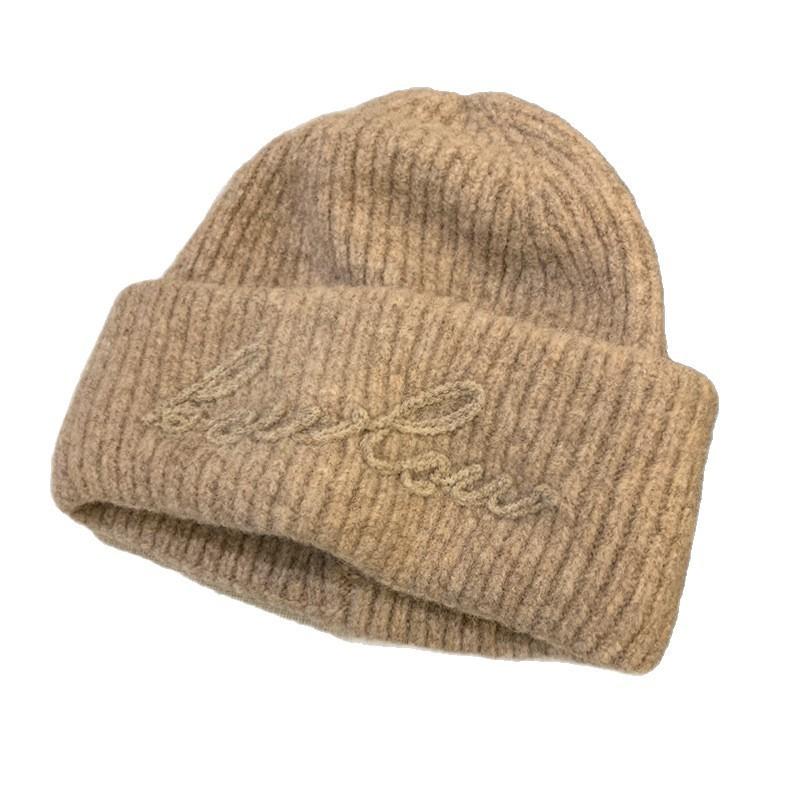 Wool Blend Letter Knitted Hat For Women Winter Cold Weather Warmth