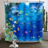 Sea Animals Shower Curtain 3D Dolphin Turtle Octopus Jellyfish Undersea World Bathroom Decoration Kids Polyester Bathtub Curtain