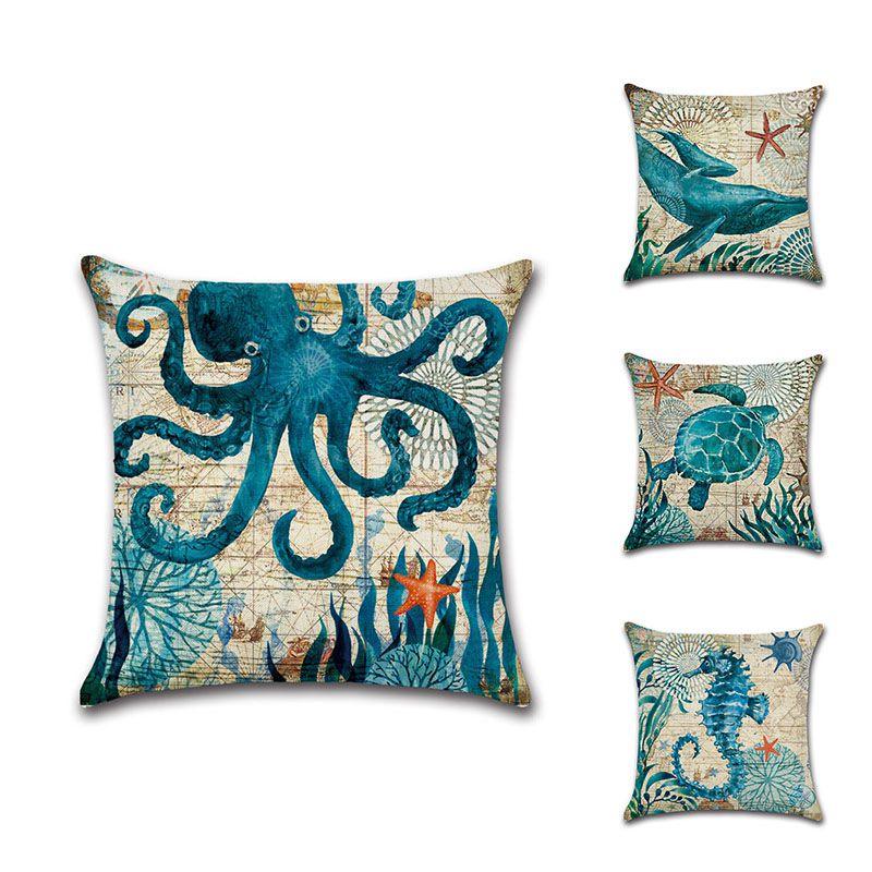 Premium Quality Marine Ocean Cushion Cover With Timeless Sea Horse Design