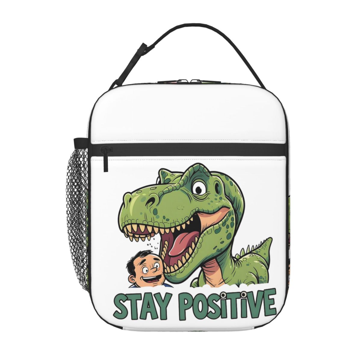 Reste Positif Dinosaure T-Rex Drôle Autocollant Sac à Lunch Isotherme pour Femmes Enfants Boîtes Alimentaires Portables Sac Fourre-tout Boîte à Lunch Thermique One Size
