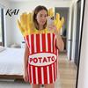 Food Dress-Up Costume Adults Fast Costume, Unisex Hot Dog Hamburger French Fries Cosplay Dress Up Outfit for Halloween Holiday Party Stage Performance