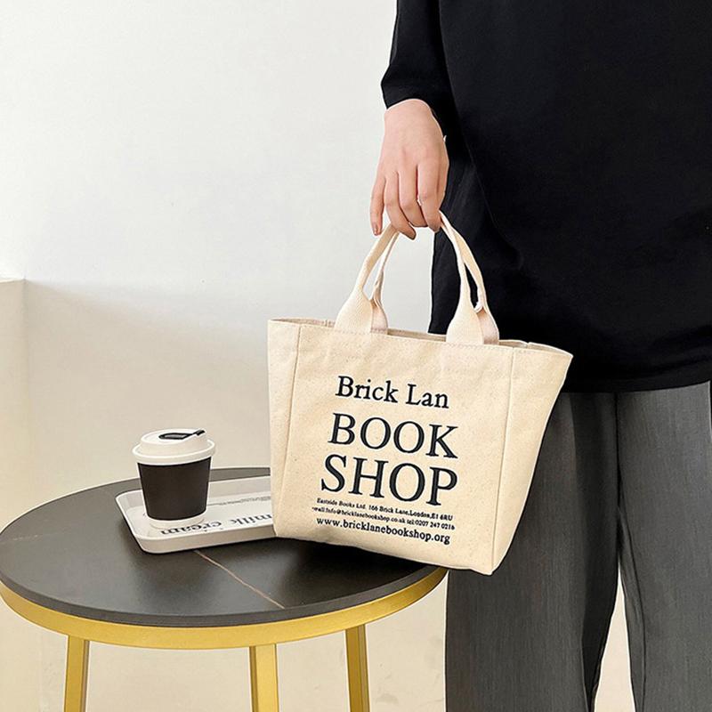 Small /Large Canvas Lunch Box Lady Food Storage Bags Lunch Bag Handbag Pouch Picnic Tote Small Handbag Dinner Container
