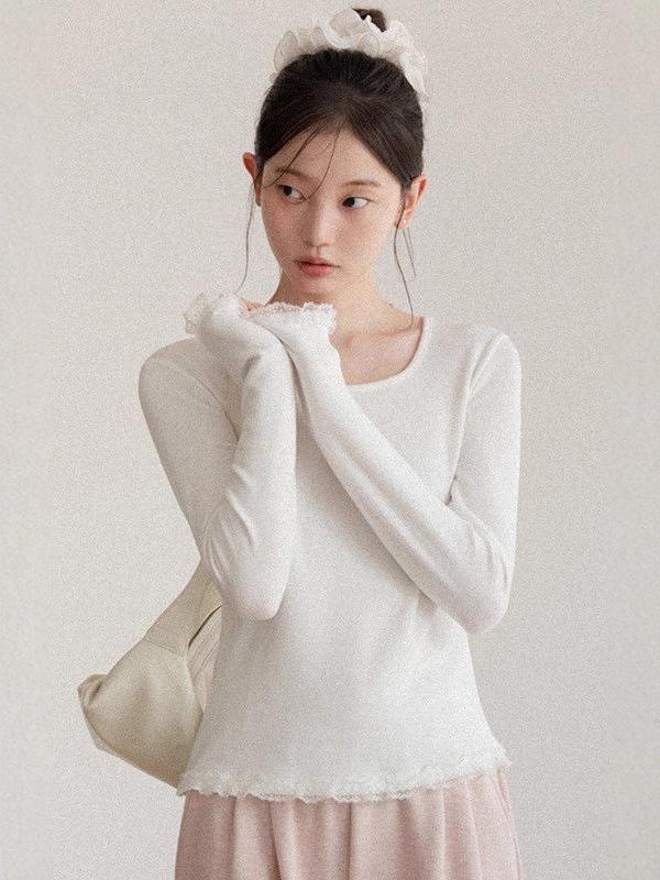 Autumn/Winter Spicy Girl Cropped Slimming Long-Sleeve T-shirt for Women: Flattering Versatile Base Layer
