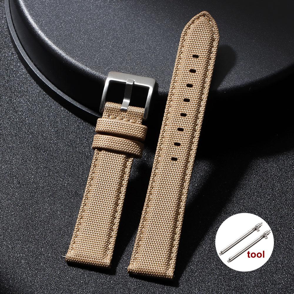 Nylon Leather Watch Strap 20mm 22mm Quick Release Spring Military Watchband  Army Green Bracelet with Black Clasp  Accessories