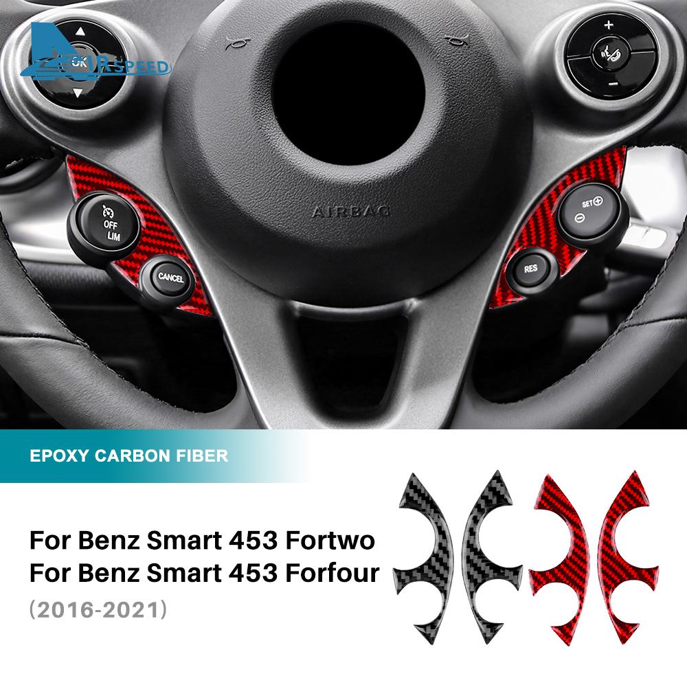 Real Carbon Fiber Car Steering Wheel Cover Trim Sticker For Mercedes Benz Smart 453 Fortwo/Forfour 2016 2017 2018 2019 2020-2025
