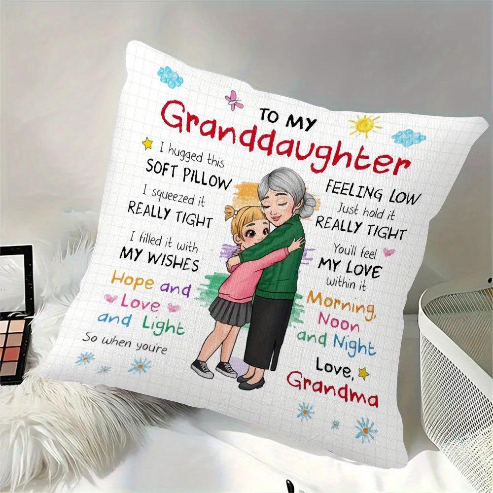 1 Pieces of Grandma Love Linen Pillowcase, Zipper Closure, Gift for Granddaughter, Birthday Souvenir, Sofa Bedroom Decorations