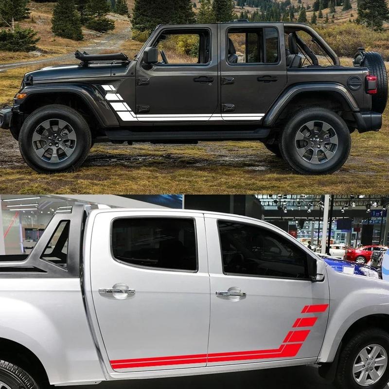 Car Stripe Sticker Hockey Style Sport Graphics Off Road Decor Vinyl Decal Accessories For Jeep Wrangler JL Rubicon 4x4 2018-2025