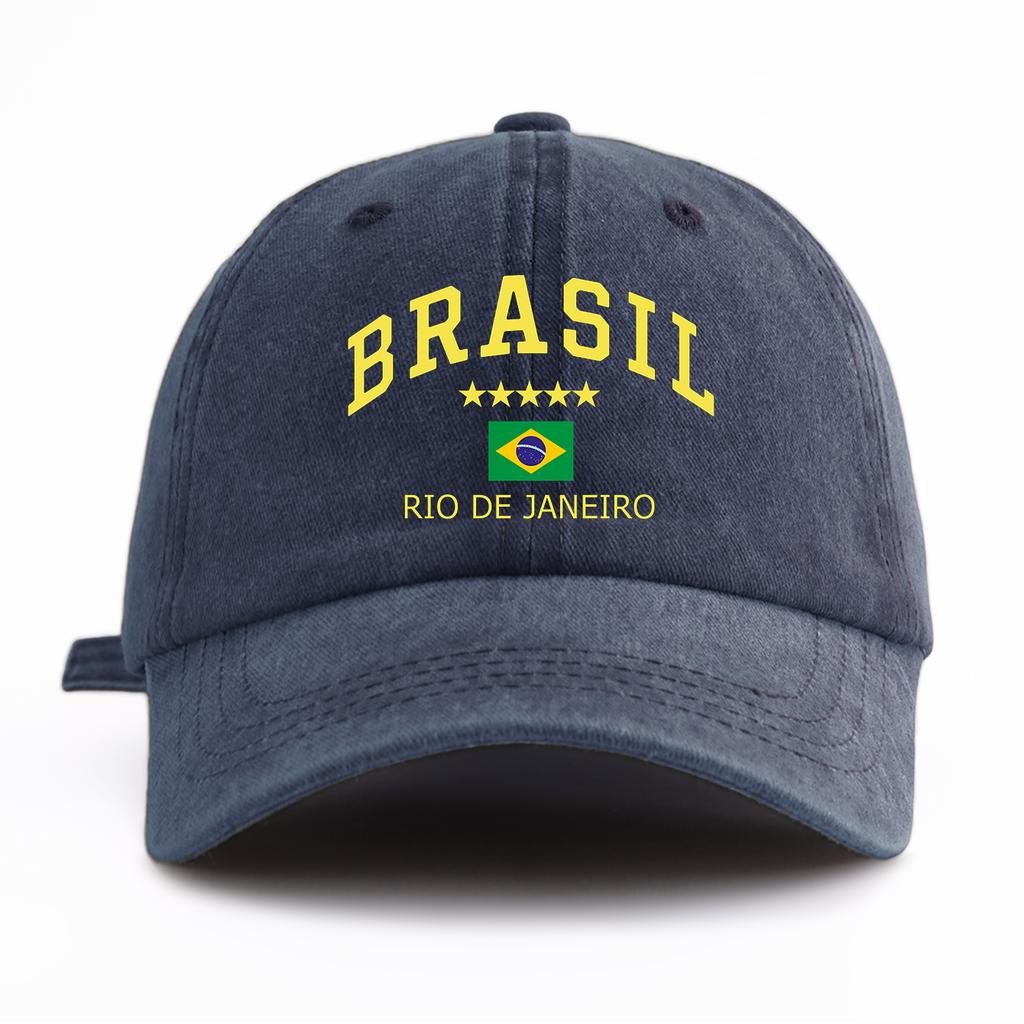 Berretto da Baseball Unisex con Stampa Bandiera Lettere Brasile Lavato Cappello da Papà Retrò Vintage Disponibile in Diversi Colori Retrò Cappello da Sole da Esterno