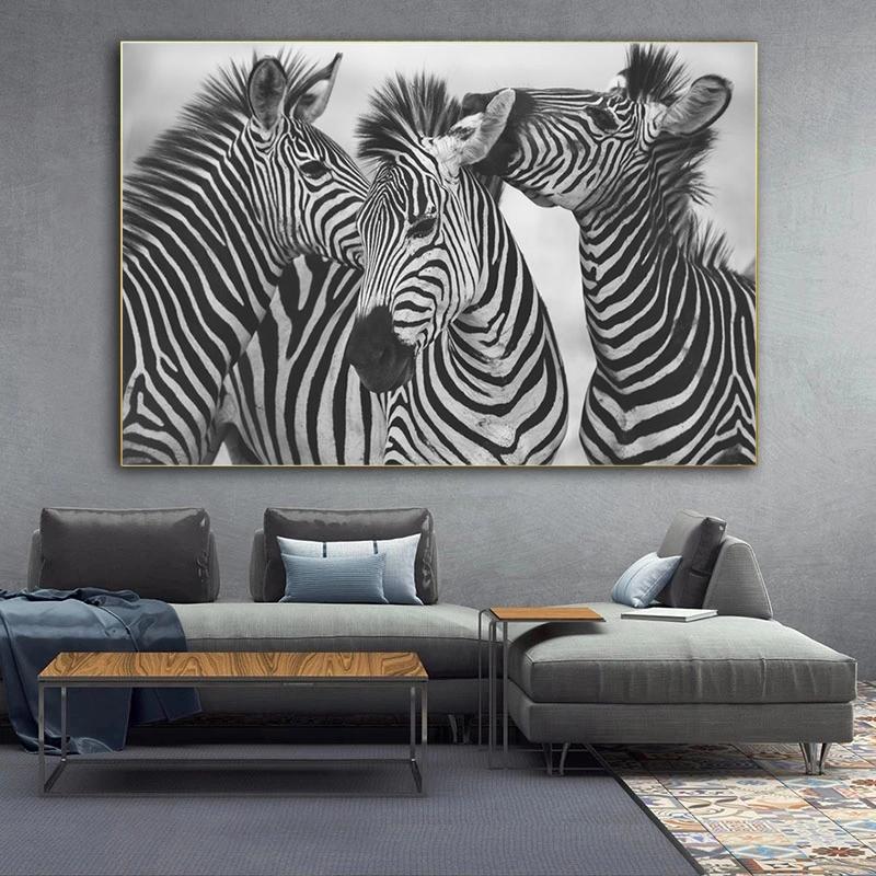 Africa Black and White Zebra Poster Animal Canvas Paintings Posters Print Wall Art Pictures for Living Room Home Decor No Frame