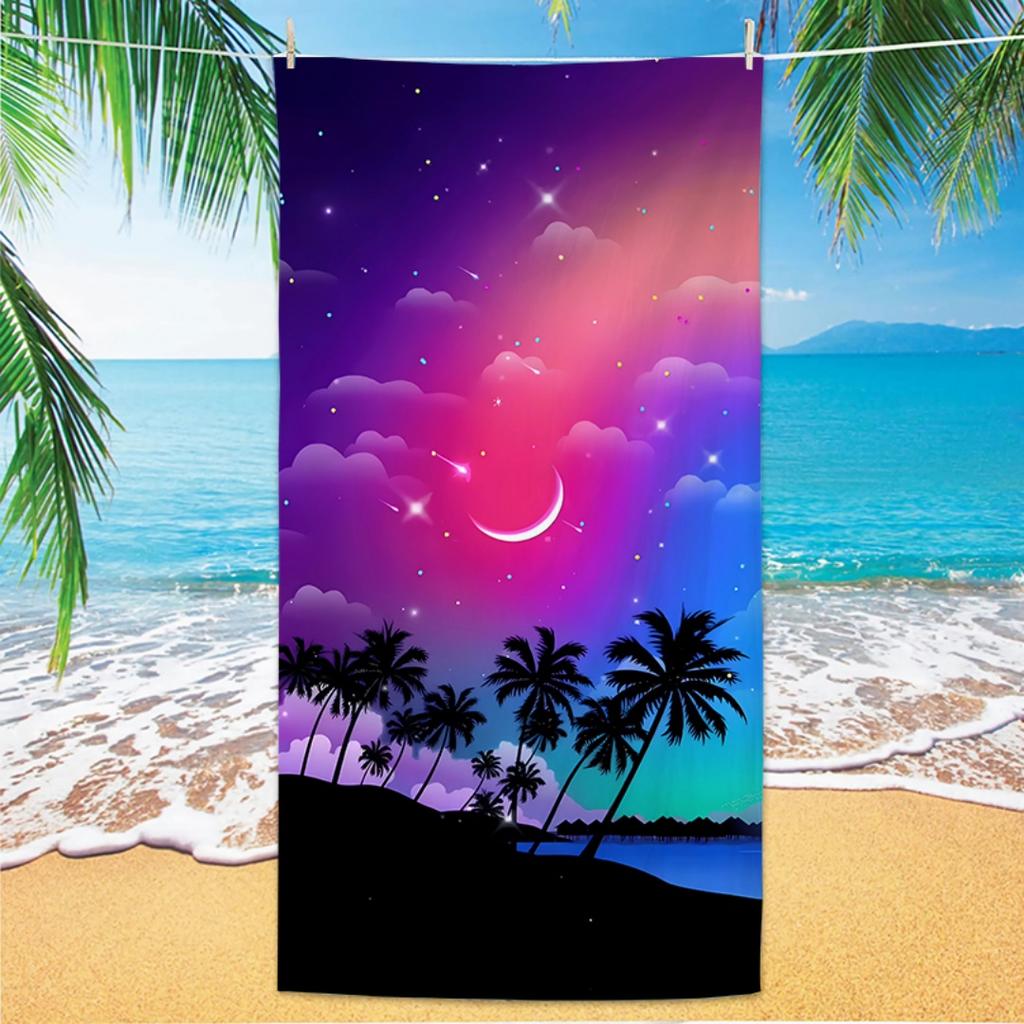 Toalla de Playa con Estampado de Palmeras, Impresión Digital Fina de Secado Rápido Anti-Arena Microfibra Ligera para Nadar, Yoga, Viajes, Gimnasio, Regalo