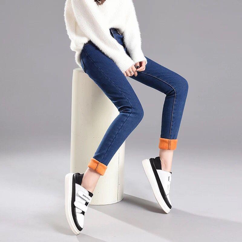 Women's High-Waisted Skinny Jeans - Spring/Autumn 2024 Korean Style Slimming Elastic Pencil Pants with Velvet.