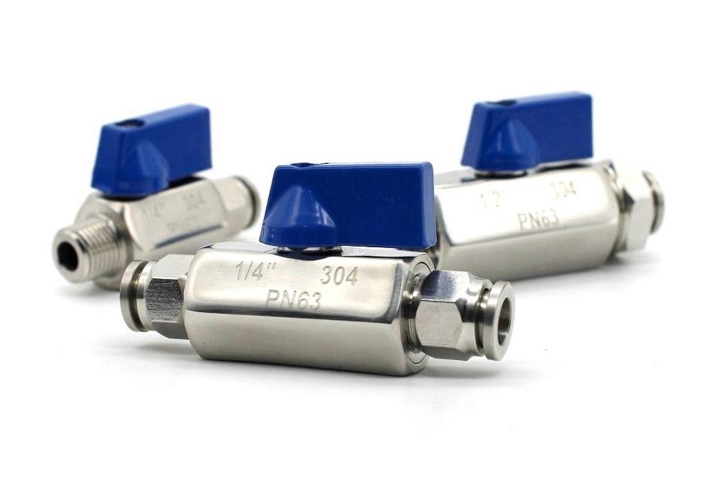 Pneumatic 304 Stainless Steel Ball Valve with Manual Male Thread Air Tube Connector