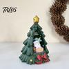 Unique Resin Crafts Christmas Tree Ornament with Built-in LED Warm Light, Santa Claus Figurine, Gift for Friends Decorative Tabletop Night Light