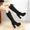 High Heels Women's Long Boots Designer Chunky Suede Shoes  Sexy Pumps Chelsea Boots New Goth Trend Gladiator  Botas