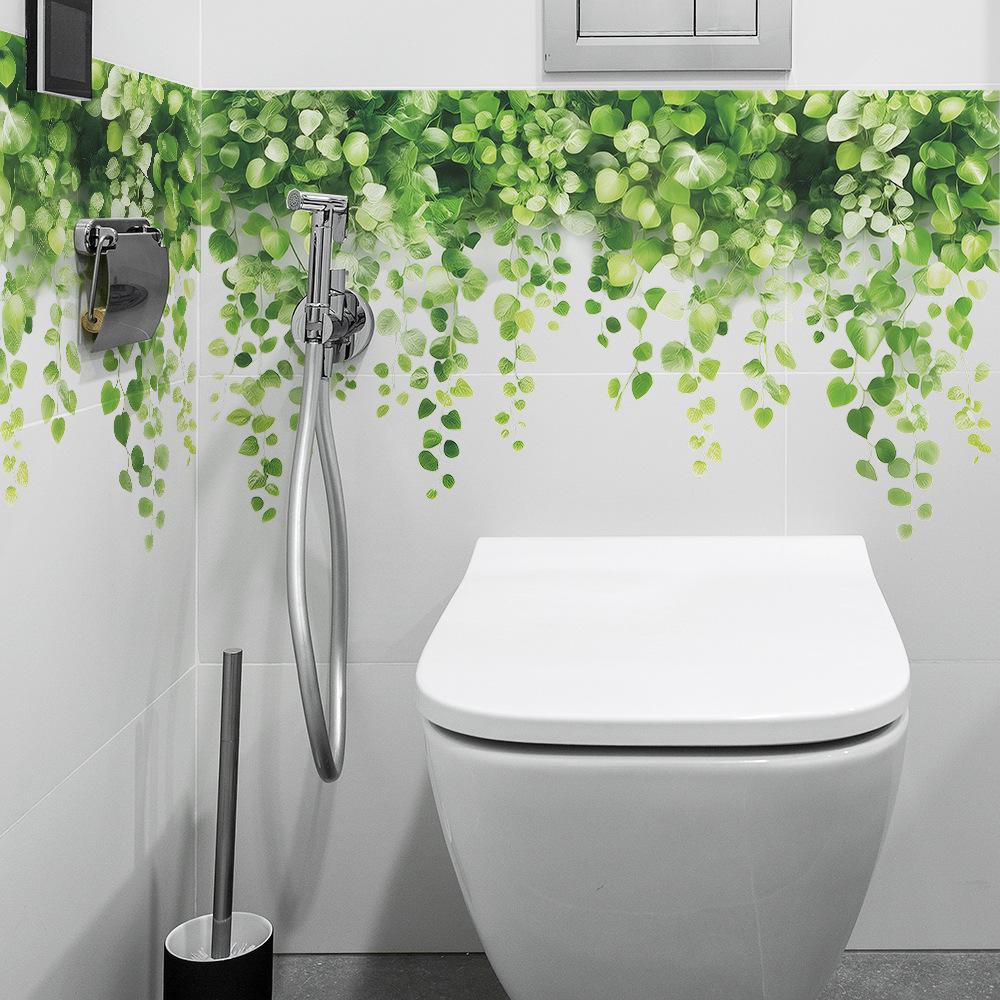 Small Fresh Green Leaf Vine Toilet Home Decoration Beautification Wall Stickers
