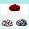 Classic Beret Hat For Women With Faux Fur And Leopard Print Warm Winter Autumn Accessory