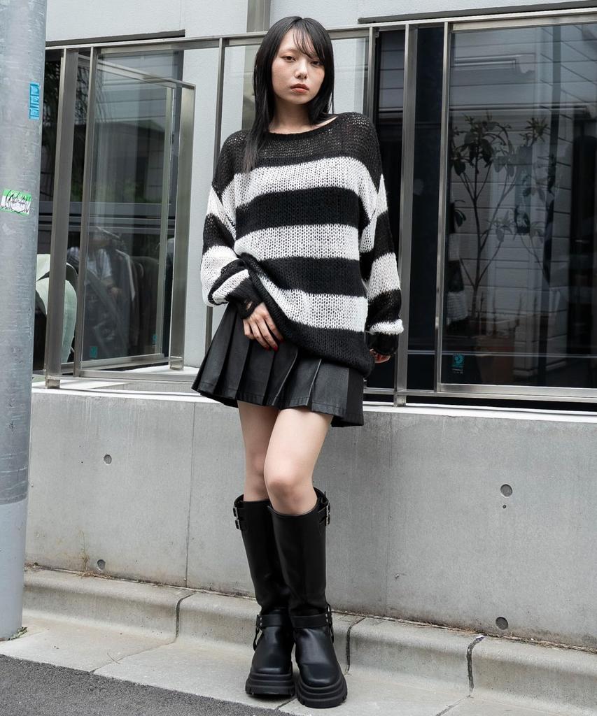 WEGO Mohair Touch Border BIG Size White Border Women's Knit, F,