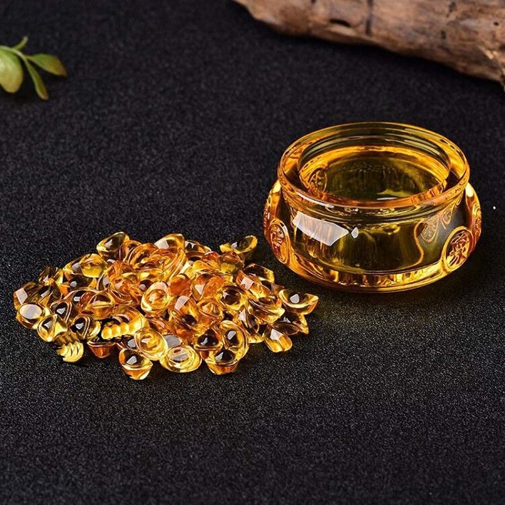 Jubao Yuanbao Citrine Wealth and Good Feng Shui Lucky Interior Prayer for Good Business Feng Shui Power Good Luck Thank You New Present Tray, (Ingot),
