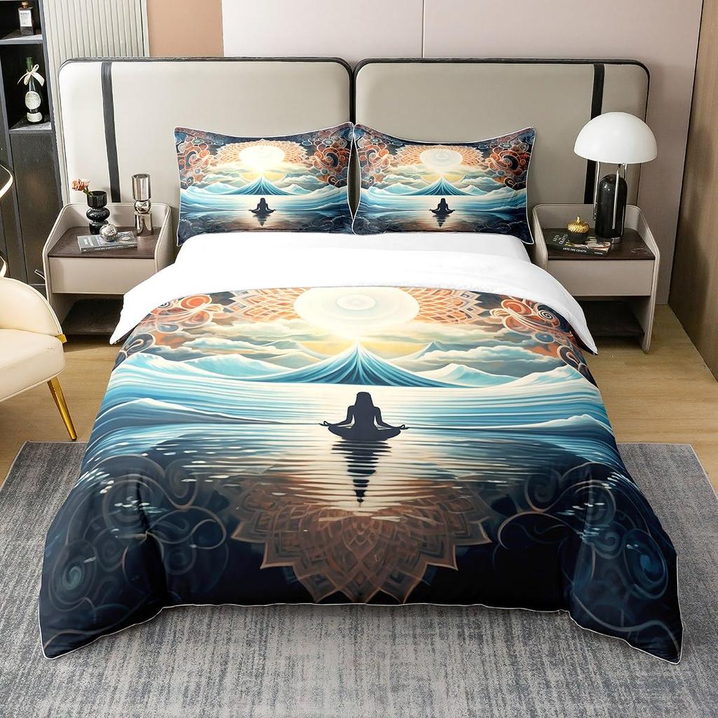Chakra Duvet Covers Queen Lightweight Bedding Sets Zen Spiritual Bedding Sets Bedroom Decor 1 Duvet Cover 2 Pillowcases No Quilt