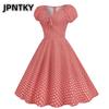 JPNTKY Moda Verão Primavera Manga Curta Decote V Vestidos Casuais